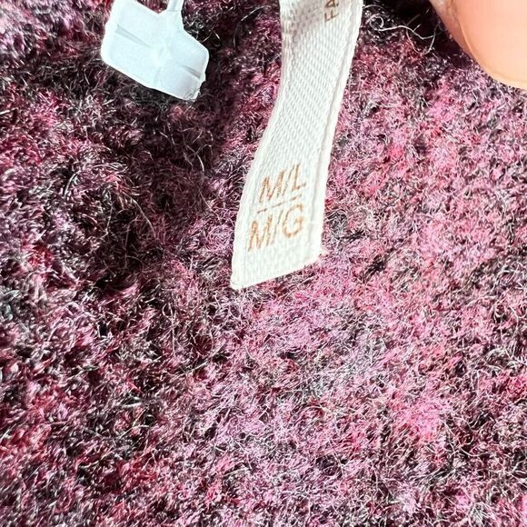 Free People Sweater Womens Large Purple Wool Blend Mock Neck Boxy Oversized Fit - Picture 5 of 10